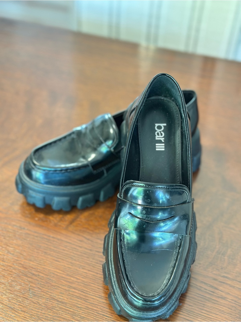 bar III Black Chunky Platform Loafers